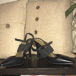 Black pointed tip heels